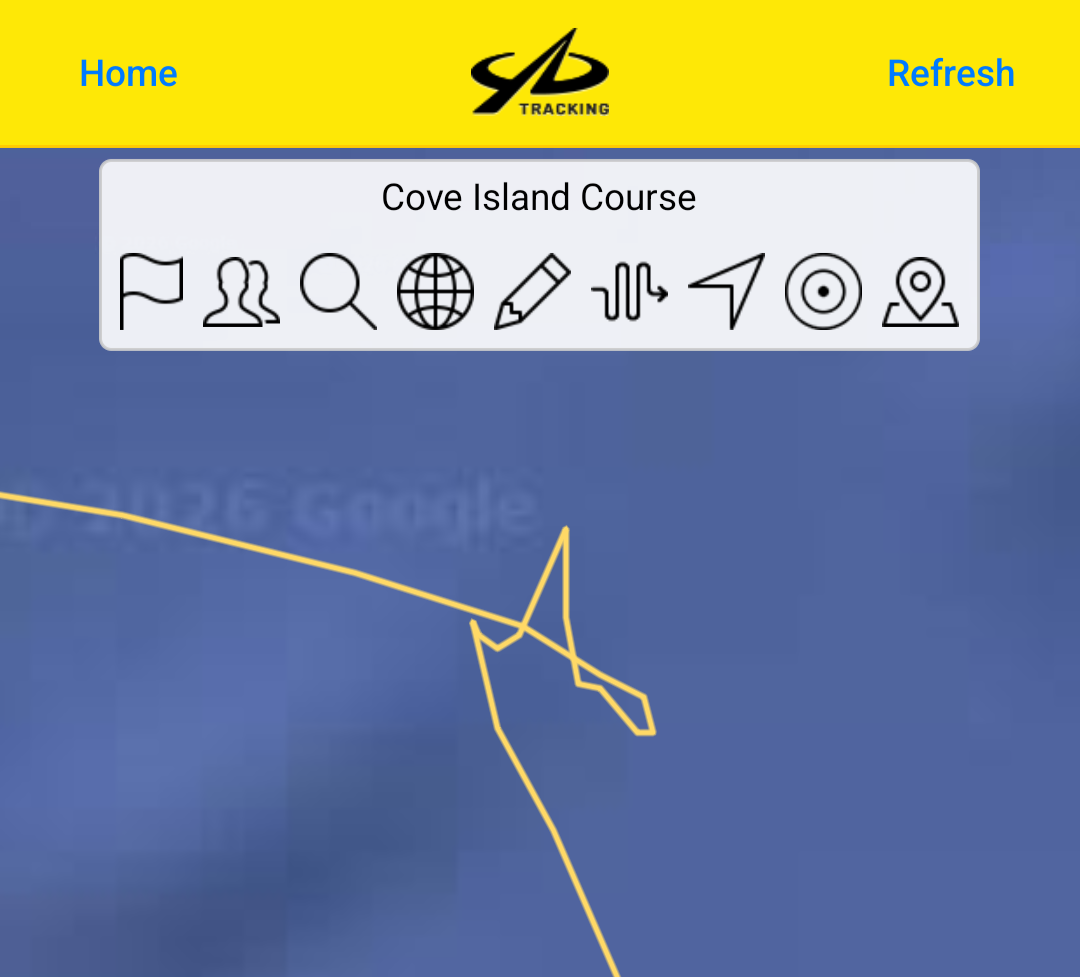 Tracker screenshot showing Smokeshow sailing into the hole at the Duck Islands